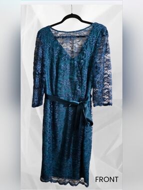Alex Evenings Teal Lace Evening Dress